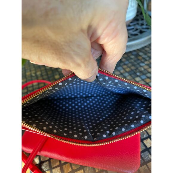 Loungefly Sugar Skull Red Crossbody & Clutch Combo Pebbled Leather EUC - Picture 7 of 11